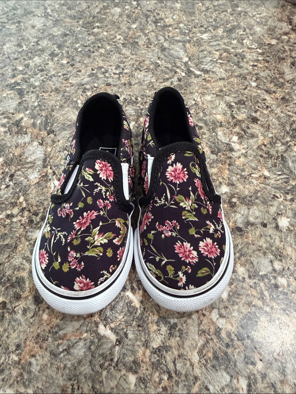 Vans Kids Asher Slip-On Dark Floral Black 7.5T